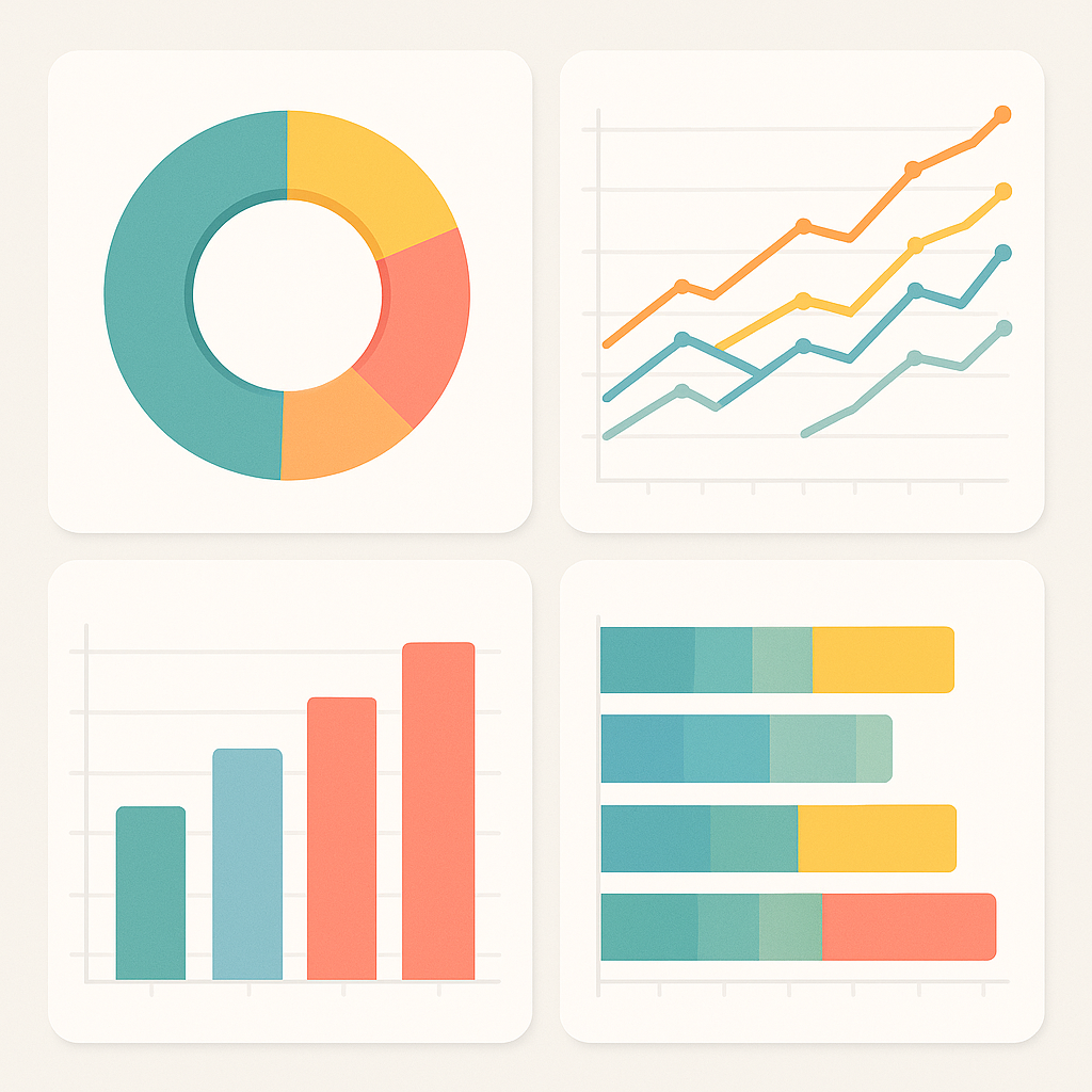 Clean, minimalist dashboard showing student progress analytics with colorful charts tracking programming skill development